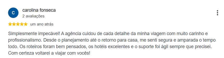 Avaliação de cliente no Google — Rildi Viagens